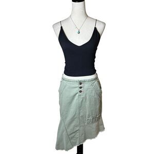 Vintage Lee Asymmetric Army Green Raw Seam Skirt Medium Y2K Grunge Indie Sleeze